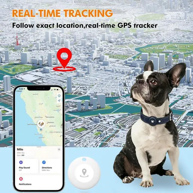 Alt view image 2 of 7 - 2-in-1 GPS Tracker for Dogs: Smart Pet Collar with Real-Time Tracking,No Monthly Fee/Subscription (iOS Only) Waterproof, Anti-Lost,365-Day Long Battery Life GPS Tracker Dog Collar(Tracker Included)