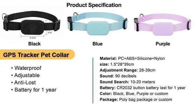 Alt view image 5 of 6 - PawsPath GPS Tracker Collar, Unlimited Range Waterproof Pet Cat Dog Anti-Lost Device Smart Locator - Pink, Small
