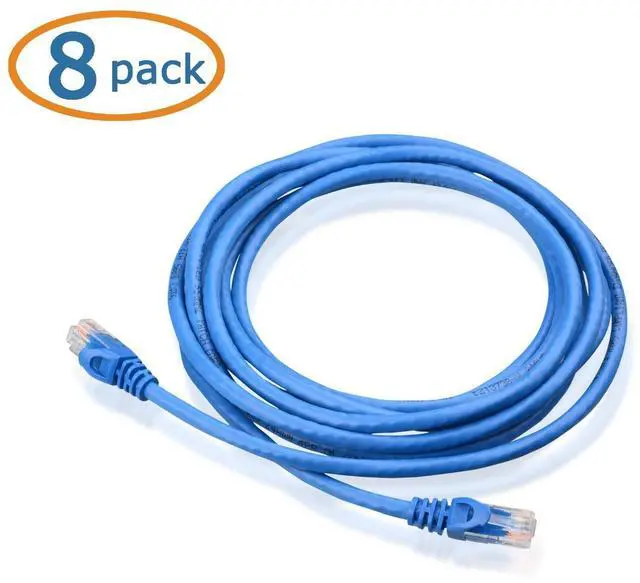 Alt view image 2 of 5 - 8-Pack Snagless Cat 5e Ethernet Cable - 10ft, Gigabit Cat5e Cable, Cat5e Ethernet Cord, Blue