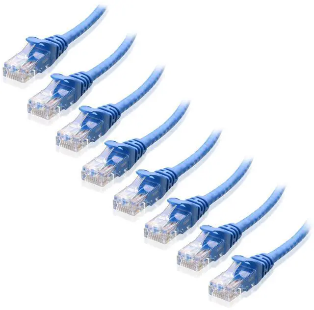 Main image of 8-Pack Snagless Cat 5e Ethernet Cable - 10ft, Gigabit Cat5e Cable, Cat5e Ethernet Cord, Blue