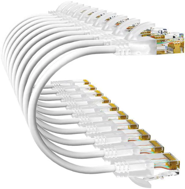 Main image of Cat6a Patch Cables 10ft (10 Pack) Slim, Cat6 Ethernet Patch Cable Pure Copper, Flexible Cat 6 Patch Cable 550MHZ 10G, Space-Saving Cat 6A Network Cables for Patch Panel, White
