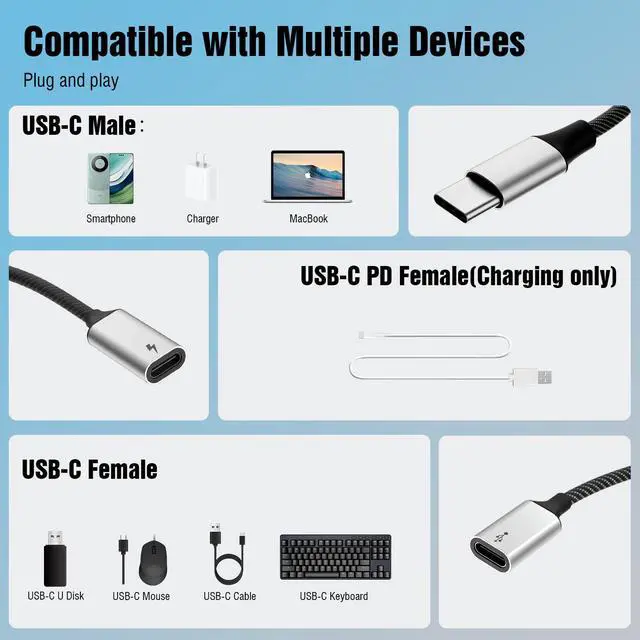 Alt view image 5 of 7 - USB C Splitter Cable (NOT for Monitor), USB-C Male to 3 Type C Female Adapter with Fast Charging, Data Transfer, 3 in 1 Port Hub for Mac,Xbox One,PS5,Quest3,Laptop,Steam Deck