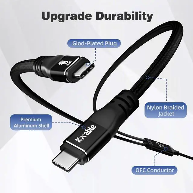 Alt view image 5 of 7 - 2-in-1 USB C to USB C Cable 4FT, USB-C to Dual USB-C Fast Charging Cable, 140W Max, Braided Type C Splitter Cable, Compatible with iPhone 17 / 16 / 15 Series, MacBook Air/Pro, Galaxy S25 and More