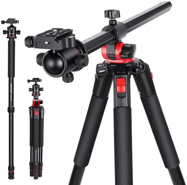 Main image of 72 inch Camera Tripod Monopod with Center Column and Ball Head Aluminum, Arca Type QR Plate, Bag, Horizontal Tripod Overhead Camera Mount for DSLR Camera, Video Camcorder, Max Load: 33lb