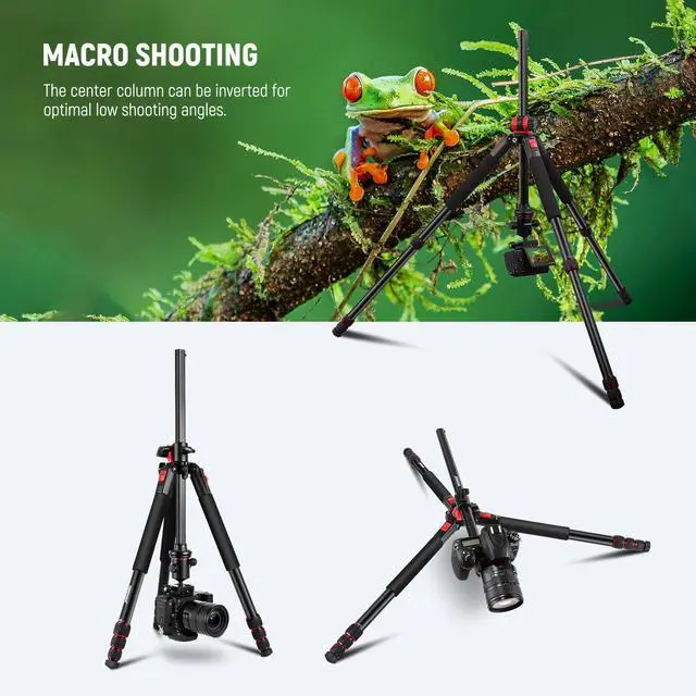 Alt view image 4 of 7 - 72 inch Camera Tripod Monopod with Center Column and Ball Head Aluminum, Arca Type QR Plate, Bag, Horizontal Tripod Overhead Camera Mount for DSLR Camera, Video Camcorder, Max Load: 33lb