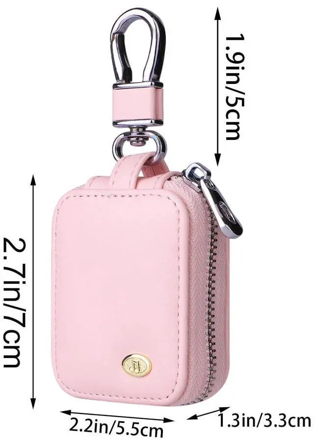 Alt view image 2 of 7 - 2 PCS Earbud Case with Keychain Portable PU Leather Headphone Storage Bag Shell Earphone Organizer for Wired Wireless Earphone Earbud Earpieces SD Memory Card Camera Chips (Purple + Pink)