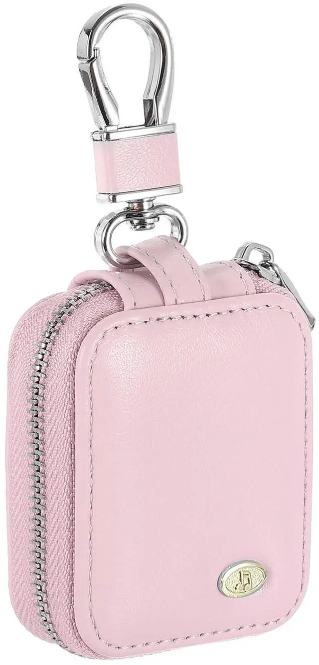 Main image of Earbuds Cases, Earphone Case Holder, PU Leather Ear Buds Case Zipper Organizer Small with Mesh Pocket for USB Cable, Wireless Wired Earphones, Pink