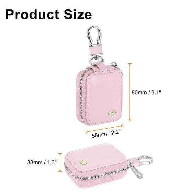 Alt view image 2 of 6 - Earbuds Cases, Earphone Case Holder, PU Leather Ear Buds Case Zipper Organizer Small with Mesh Pocket for USB Cable, Wireless Wired Earphones, Pink