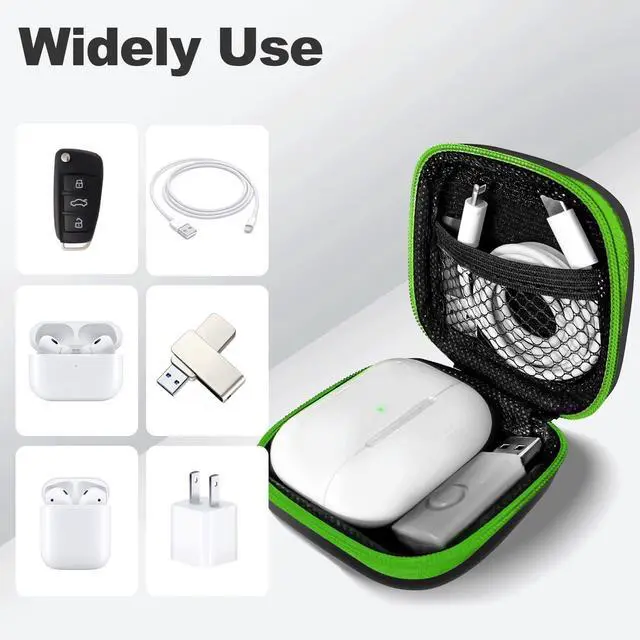 Alt view image 2 of 7 - 2Pack Square Earbud Case Portable EVA Carrying Case Storage Bag Cell Phone Accessories Organizer with Carabiner for Earphone, Earbud, Earpieces, SD Memory Card, Camera Chips-Purple/Green