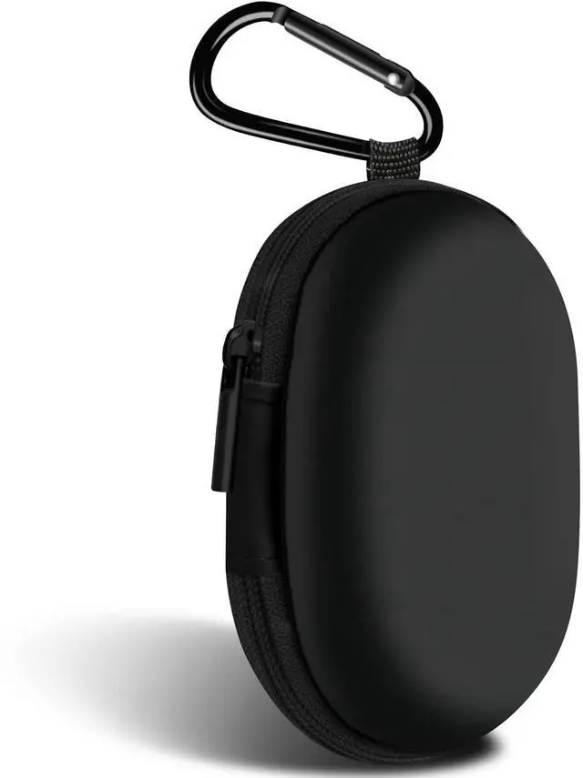 Main image of Oval Earbud Case Portable EVA Carrying Case Storage Bag Cell Phone Accessories Organizer with Carabiner for Earphone, Earbud, Earpieces, SD Memory Card, Camera Chips, Black1