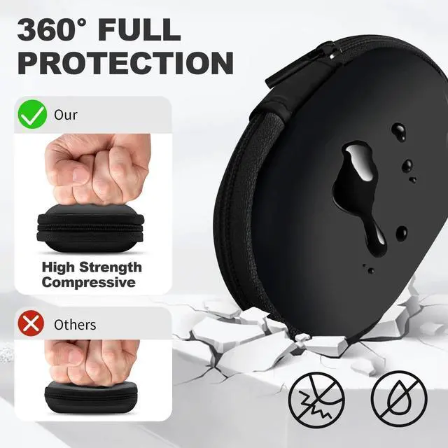 Alt view image 2 of 7 - Oval Earbud Case Portable EVA Carrying Case Storage Bag Cell Phone Accessories Organizer with Carabiner for Earphone, Earbud, Earpieces, SD Memory Card, Camera Chips, Black1