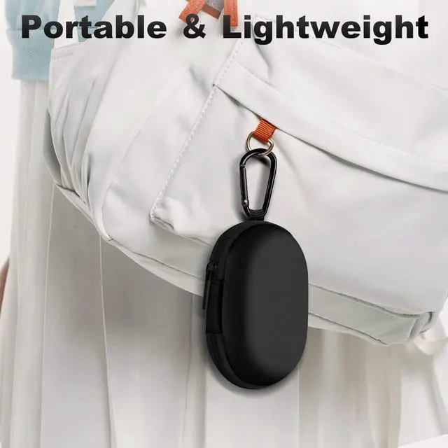Alt view image 7 of 7 - Oval Earbud Case Portable EVA Carrying Case Storage Bag Cell Phone Accessories Organizer with Carabiner for Earphone, Earbud, Earpieces, SD Memory Card, Camera Chips, Black1