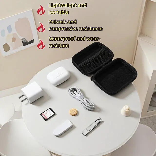 Alt view image 4 of 7 - Electronic Accessories Organizer Bag: EVA Hard Shell Shockproof, Hard Shell Tech Organizer Case - Water Resistant Travel Storage for Cables Charger Earphones USB SD Card (Rectangle)