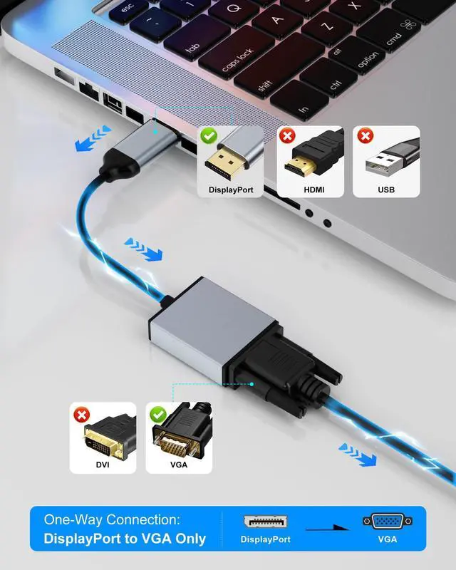 Alt view image 3 of 7 - 5 Pack DisplayPort to VGA Adapter, DP Display Port to VGA Converter Male to Female Aluminium HD 1080P, Gold-Plated Cord for Computer, Monitor, TV, Projector