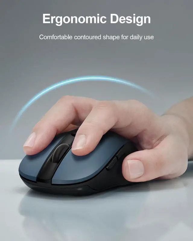 Alt view image 4 of 5 - USB Wireless Mouse for Laptop PC Mac, 2.4GHz Cordless Mouse with 6 Buttons, 5-Level Adjustable 4000 DPI, Ergonomic Portable Optical Computer Mice, 24-Month Battery Life-Dark Green