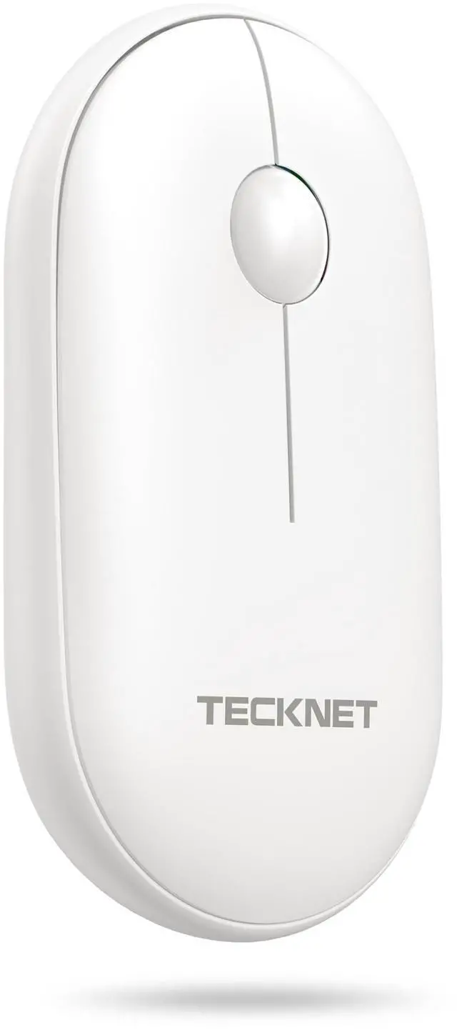 Main image of Bluetooth Mouse, Slim Portable Wireless Mouse for 2 Modes(BT3.0/5.0+2.4Ghz), Lightweight, Contoured Grip with USB Receiver, Quiet Click Compatible with PC, Chromebook, Mac - White