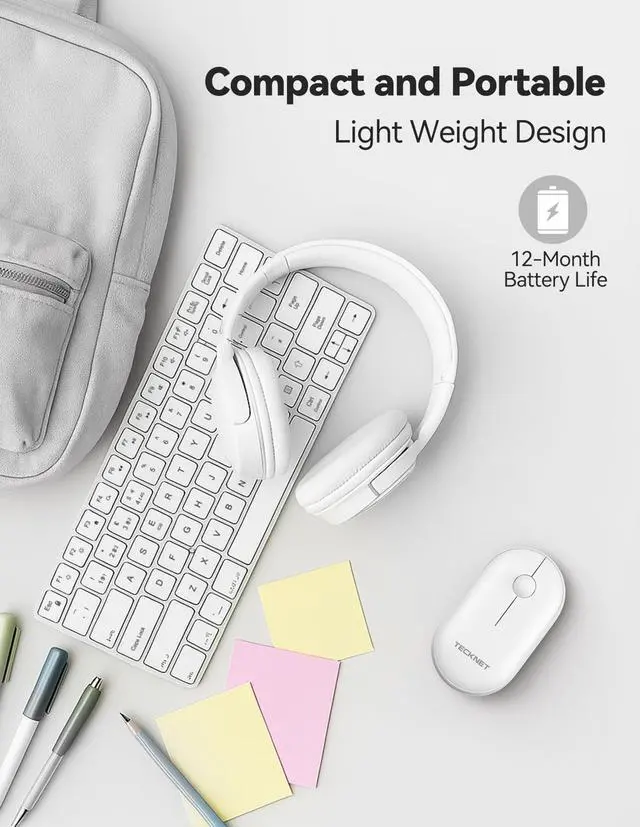 Alt view image 5 of 6 - Bluetooth Mouse, Slim Portable Wireless Mouse for 2 Modes(BT3.0/5.0+2.4Ghz), Lightweight, Contoured Grip with USB Receiver, Quiet Click Compatible with PC, Chromebook, Mac - White