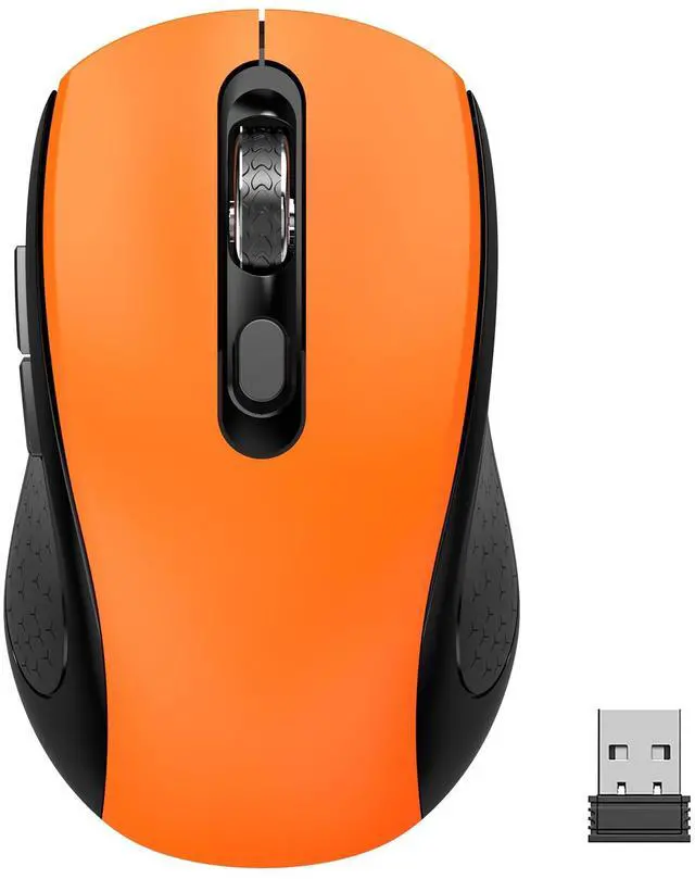 Main image of Wireless Mouse With Side Buttons Suitable for Laptops PC Chromebook Mac MacBook Silent Mouse with USB Nano Receiver 2400 DPI Anti Slip Scroll Wheel 6-Button Ergonomic Wireless Computer Mice - Orange