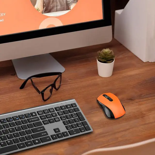 Alt view image 7 of 7 - Wireless Mouse With Side Buttons Suitable for Laptops PC Chromebook Mac MacBook Silent Mouse with USB Nano Receiver 2400 DPI Anti Slip Scroll Wheel 6-Button Ergonomic Wireless Computer Mice - Orange
