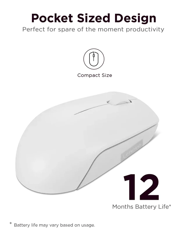 Alt view image 2 of 7 - 300 Wireless Mouse Computer Mouse for PC, Laptop with Windows Ambidextrous Design 2.4 GHz Nano USB Receiver 12 Month Battery Life
