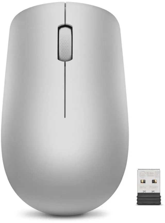 Main image of Full Size Wireless Computer Mouse for PC, Laptop, Computer with Windows - 2.4 GHz Nano USB Receiver - Ambidextrous Design - 12 Months Battery Life - Platinum Grey