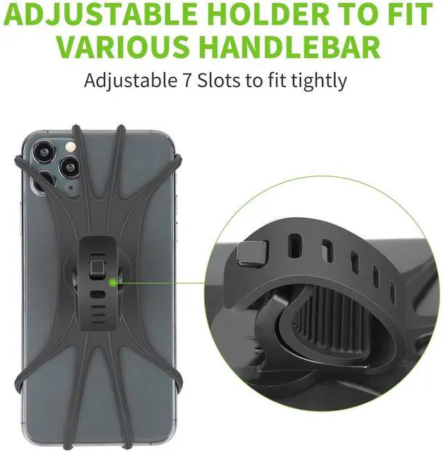 Alt view image 6 of 6 - Bike Phone Mount - Universal Silicone Cellphone Holder - Adjustable Road Mountain Bicycle Handlebar Rack Clamp Accessories for iPhone 17 16 15 14 13 Pro Max Plus Air for Scooter Stroller
