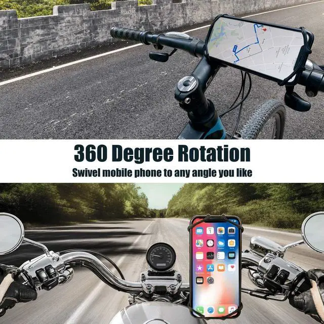 Alt view image 3 of 6 - Bike Phone Mount - Universal Silicone Cellphone Holder - Adjustable Road Mountain Bicycle Handlebar Rack Clamp Accessories for iPhone 17 16 15 14 13 Pro Max Plus Air for Scooter Stroller