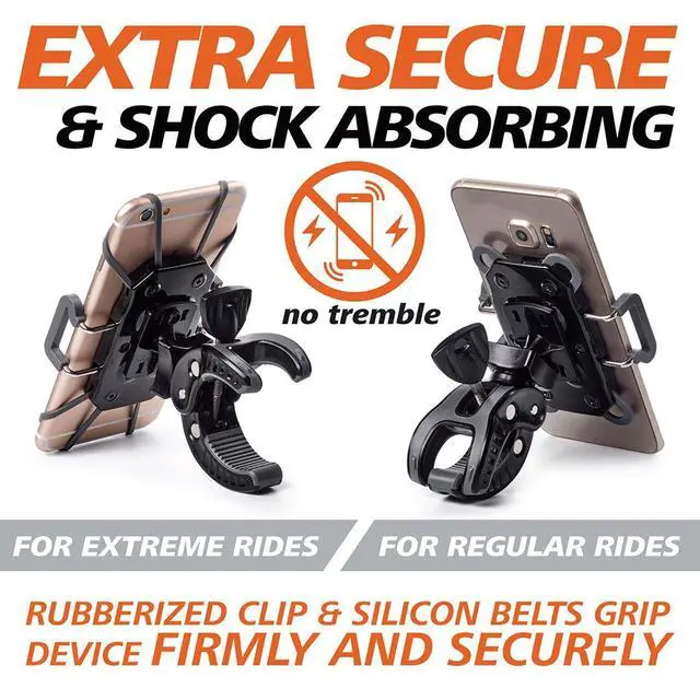 Alt view image 3 of 7 - Bike & Motorcycle Phone Mount - For iPhone 16 (15, Xr, SE, Max/Plus), Galaxy S22 or any Cell Phone - Universal ATV, Mountain & Road Bicycle Handlebar Holder. +100 to Safeness & Comfort