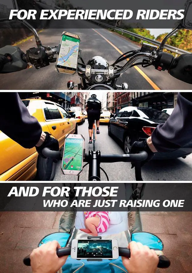 Alt view image 6 of 7 - Bike & Motorcycle Phone Mount - For iPhone 16 (15, Xr, SE, Max/Plus), Galaxy S22 or any Cell Phone - Universal ATV, Mountain & Road Bicycle Handlebar Holder. +100 to Safeness & Comfort