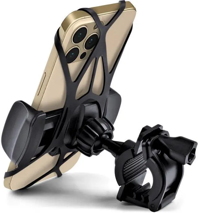 Main image of Bike & Motorcycle Phone Mount - for iPhone 16 Pro Max (15, 14, SE, Plus), Galaxy s25 or Any Cell Phone - Universal Handlebar Holder for ATV, Bicycle & Motorbike. +100 to Safeness & Comfort