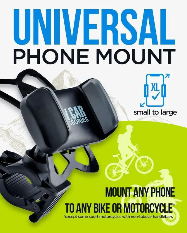 Alt view image 2 of 7 - Bike & Motorcycle Phone Mount - for iPhone 16 Pro Max (15, 14, SE, Plus), Galaxy s25 or Any Cell Phone - Universal Handlebar Holder for ATV, Bicycle & Motorbike. +100 to Safeness & Comfort