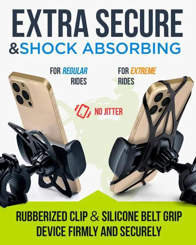 Alt view image 3 of 7 - Bike & Motorcycle Phone Mount - for iPhone 16 Pro Max (15, 14, SE, Plus), Galaxy s25 or Any Cell Phone - Universal Handlebar Holder for ATV, Bicycle & Motorbike. +100 to Safeness & Comfort