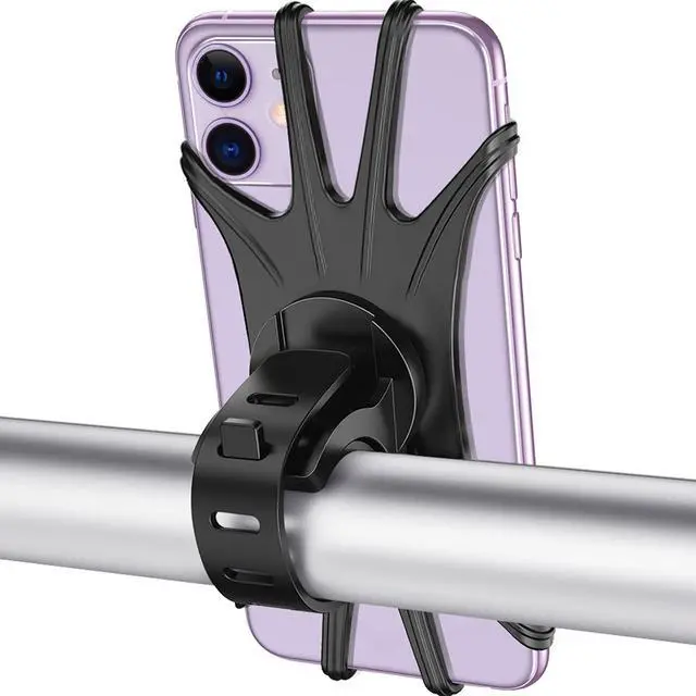 Main image of Bike Phone Mount, Universal Bike Cell Phone Holder, 360° Rotatable, Silicone Bicycle Phone Mount Compatible with iPhone 15/14/13/Pro Max/Pro/mini/12/11/Xs/Max/Xr/X/7/8/Plus, 4.0''~6.7'' Cellphones