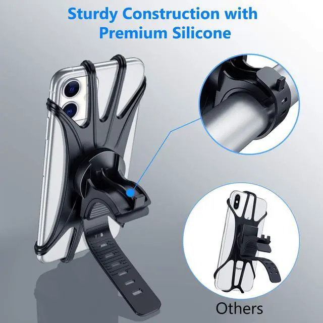 Alt view image 2 of 7 - Bike Phone Mount, Universal Bike Cell Phone Holder, 360° Rotatable, Silicone Bicycle Phone Mount Compatible with iPhone 15/14/13/Pro Max/Pro/mini/12/11/Xs/Max/Xr/X/7/8/Plus, 4.0''~6.7'' Cellphones