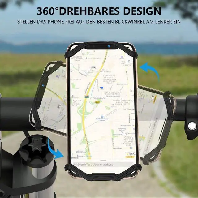 Alt view image 4 of 7 - Bike Phone Mount, Universal Bike Cell Phone Holder, 360° Rotatable, Silicone Bicycle Phone Mount Compatible with iPhone 15/14/13/Pro Max/Pro/mini/12/11/Xs/Max/Xr/X/7/8/Plus, 4.0''~6.7'' Cellphones
