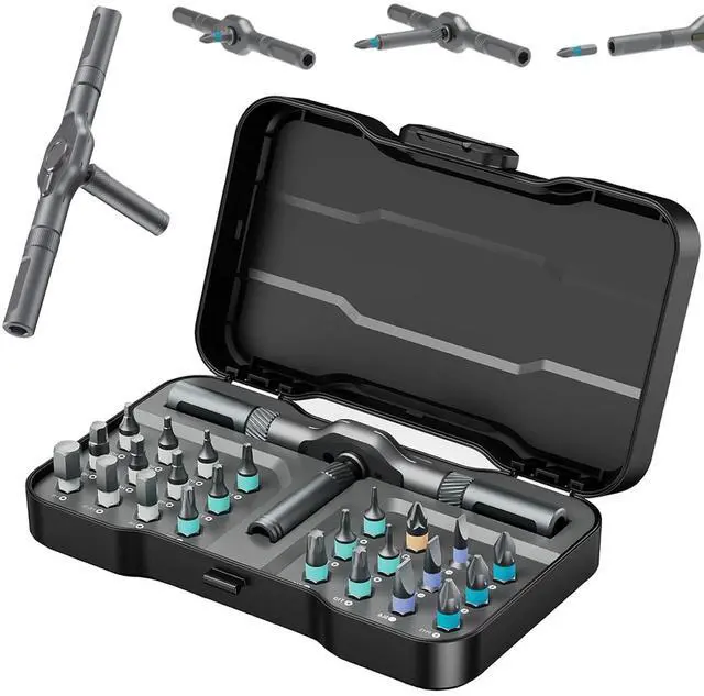 Main image of 24 in 1 Magnetic Ratchet Screwdriver Set, Upgrade DIY Screwdriver 24 in 1 Multi Bit Magnetic Drive Set with Detachable Ratchet Handle, Multipurpose Repair Tool Kit for Furniture Computer Bicycle