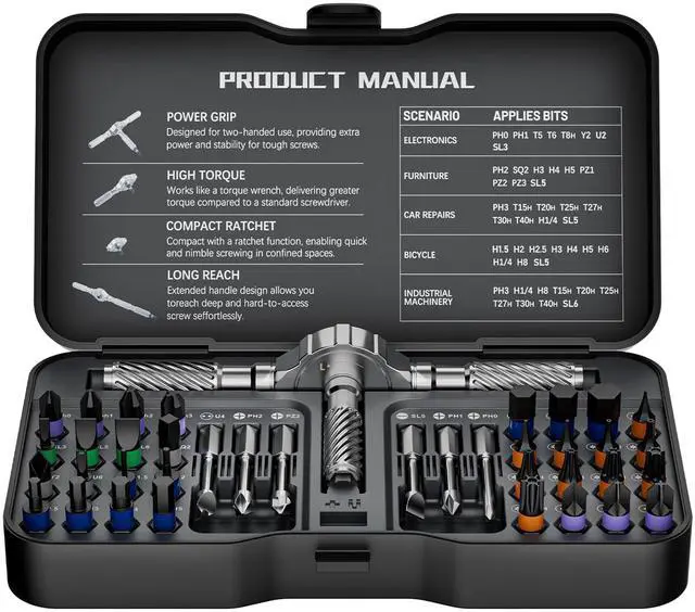 Main image of 40 in 1 Magnetic Screwdriver Set - Portable Ratcheting Screwdriver Set with Storage Case,S2 Steel Multi Bit Magnetic Drive Set,DIY Detachable Precision Repair Tool Kit for Home & Professional Use