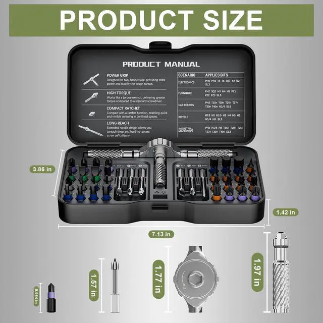 Alt view image 3 of 6 - 40 in 1 Magnetic Screwdriver Set - Portable Ratcheting Screwdriver Set with Storage Case,S2 Steel Multi Bit Magnetic Drive Set,DIY Detachable Precision Repair Tool Kit for Home & Professional Use