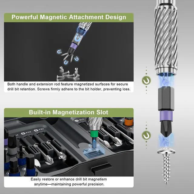Alt view image 4 of 6 - 40 in 1 Magnetic Screwdriver Set - Portable Ratcheting Screwdriver Set with Storage Case,S2 Steel Multi Bit Magnetic Drive Set,DIY Detachable Precision Repair Tool Kit for Home & Professional Use