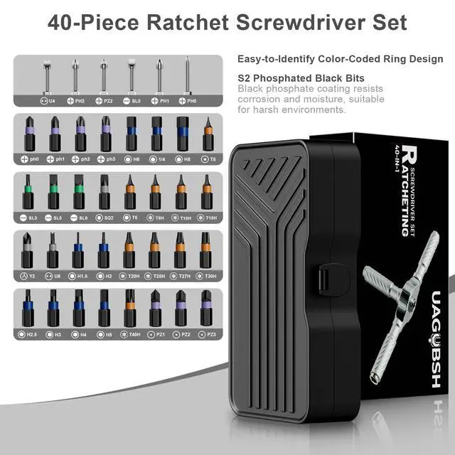 Alt view image 5 of 6 - 40 in 1 Magnetic Screwdriver Set - Portable Ratcheting Screwdriver Set with Storage Case,S2 Steel Multi Bit Magnetic Drive Set,DIY Detachable Precision Repair Tool Kit for Home & Professional Use