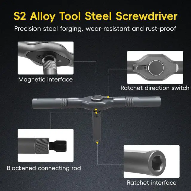 Alt view image 3 of 7 - 42 in 1 Magnetic Screwdriver Set, DIY Ratchet Screwdriver Set with Detachable Handle&Multi-Bit Magnetic Drive, Portable Repair Tool Kit for Home, Bicycle, Furniture