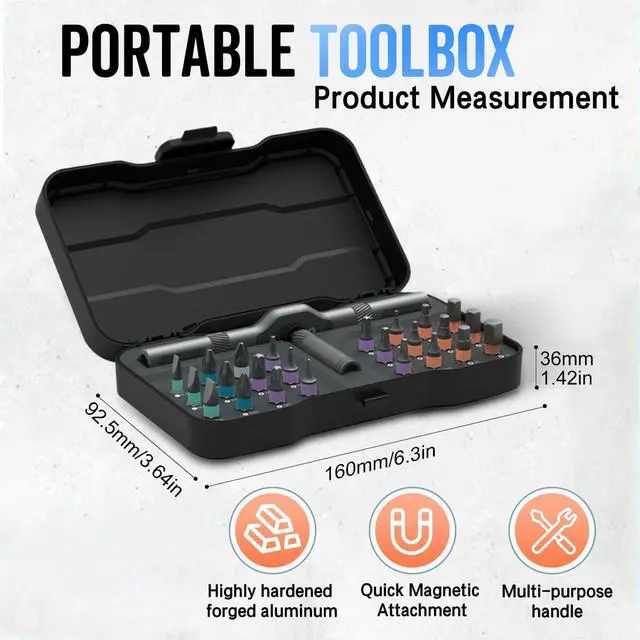 Alt view image 2 of 7 - 24 in 1 Magnetic Ratchet Screwdriver Set, Magnetic Precision Bits with Detachable Handle & Case, Multi-Function Repair Tool with Reversible High Torque Drive Handle for DIY, PC, Auto & Home Repair