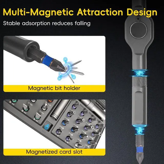 Alt view image 7 of 7 - 42 in 1 Magnetic Screwdriver Set, DIY Ratchet Screwdriver Set with Detachable Handle&Multi-Bit Magnetic Drive, Portable Repair Tool Kit for Home, Bicycle, Furniture