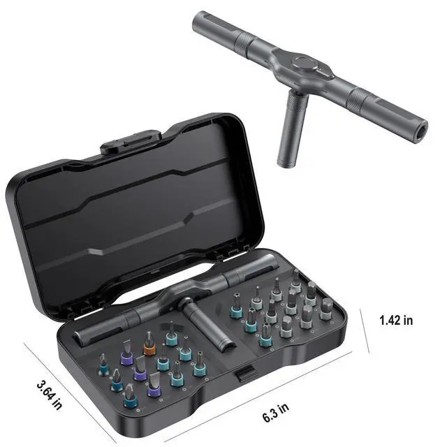 Alt view image 4 of 6 - 24-in-1 Ratchet Screwdriver Set, Precision Bits with Detachable Handle & Case, Multi-Purpose Mini Screwdriver Kit for DIY, Electronics, Watch & Home Repair