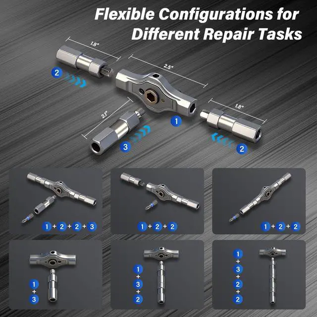 Alt view image 4 of 6 - 42 in 1 Magnetic Ratcheting Screwdriver Set, Precision Repair Tool Kit with S2 Steel Bits & Aluminum T-Handle, Multi Bit Screwdriver Set for PC, Electronics, Furniture, Bicycle & DIY