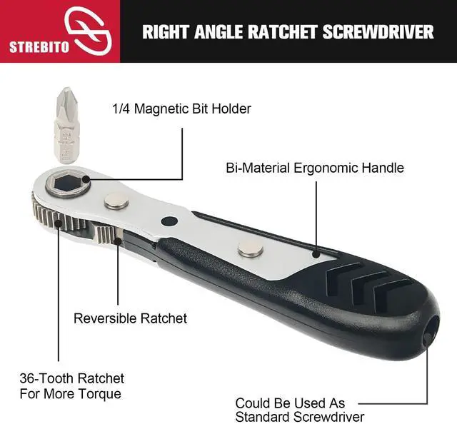 Alt view image 2 of 7 - Mini Ratchet Set 12-Piece 1/4 Right Angle Screwdriver Set - Small Ratcheting Wrench 90 Degree Offset High Torque Low Profile for Tight Spaces