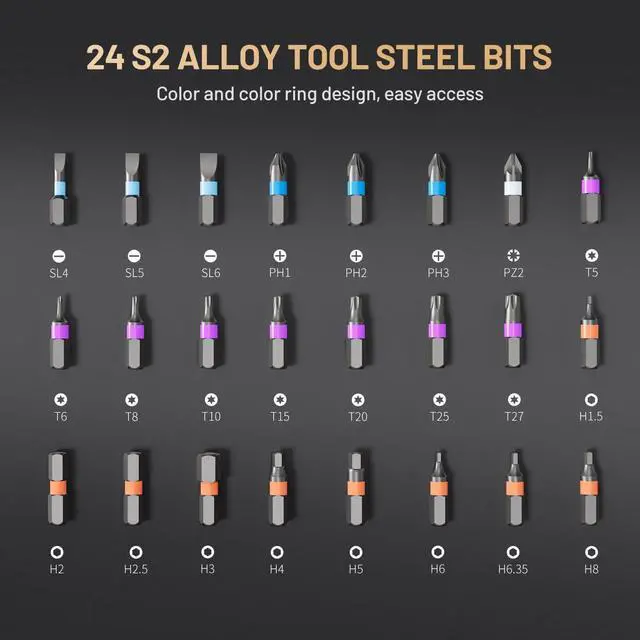 Alt view image 7 of 7 - RS1 Ratcheting Screwdriver Set, 24-in-1 Mini Ratchet Bit Driver Kit with Reversible T-Handle, 40-Tooth Magnetic Multi-Bit Tool for Tight Spaces, Furniture Assembly, Bike Repair & EDC, with Case