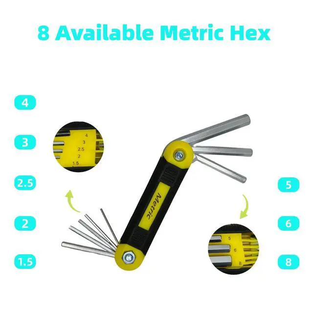 Alt view image 4 of 6 - 17-Piece Folding Allen Wrench Set | Metric & SAE Sizes | 2-Pack Portable Hex Tool for Home Repair & Professional Use