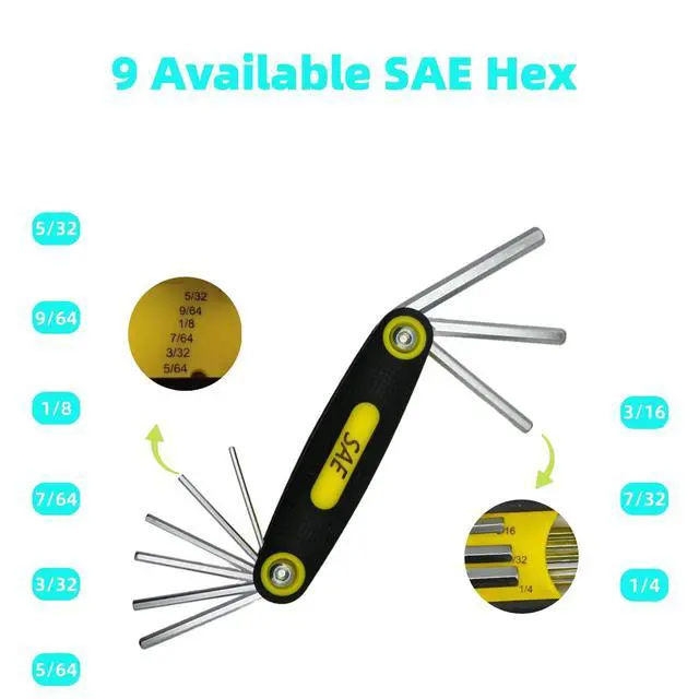 Alt view image 5 of 6 - 17-Piece Folding Allen Wrench Set | Metric & SAE Sizes | 2-Pack Portable Hex Tool for Home Repair & Professional Use