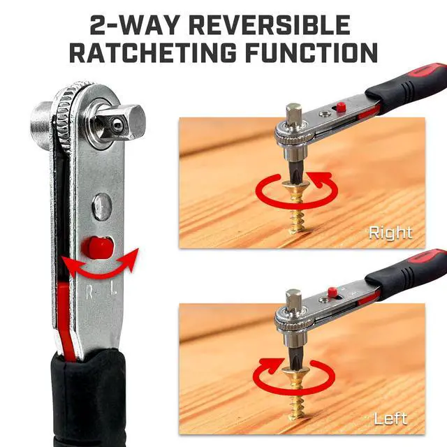 Alt view image 4 of 7 - Angle Ratchet Screwdriver Set: 16 Piece Magnetic Bit & Socket with 90 degree Mini Offset Low Profile Reversible Drive Handle - Stocking Stuffers with Gift Box